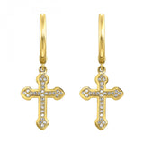 Gold Diamond Cross Earring