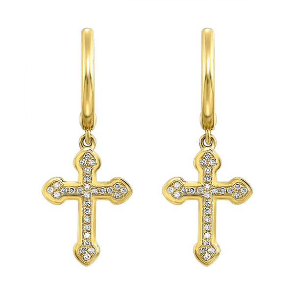 Gold Diamond Cross Earring