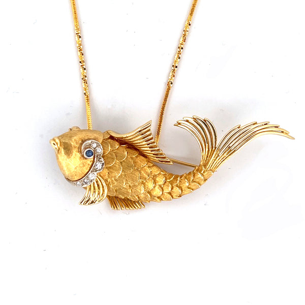 Vintage 18kt Gold Brooche KOI FISH