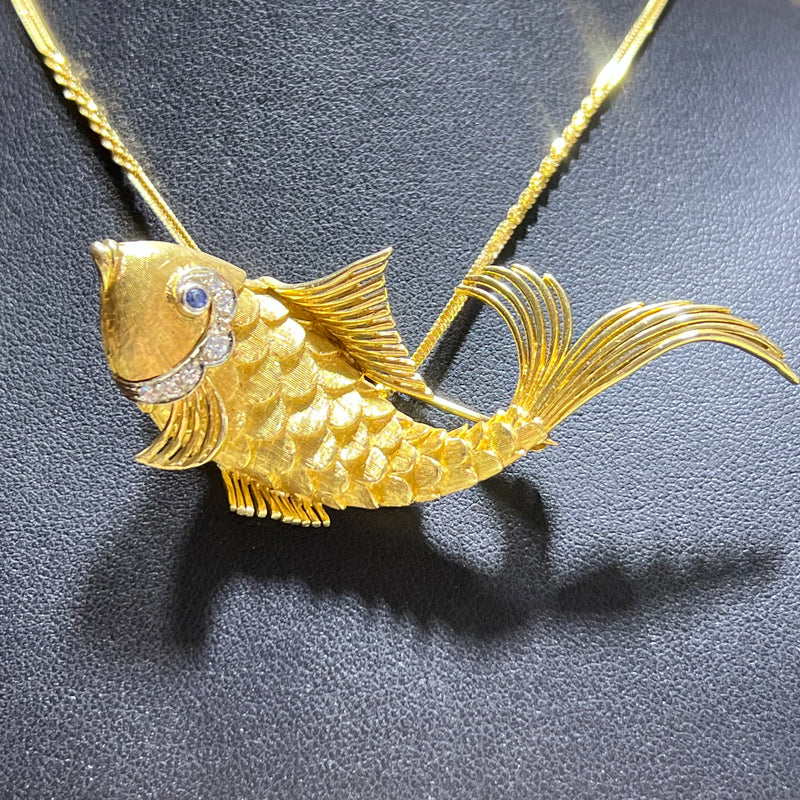 Vintage 18kt Gold Brooche KOI FISH