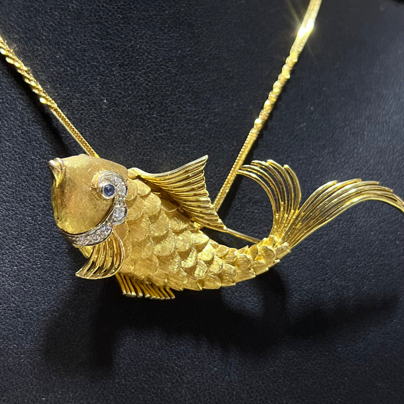 Vintage 18kt Gold Brooche KOI FISH