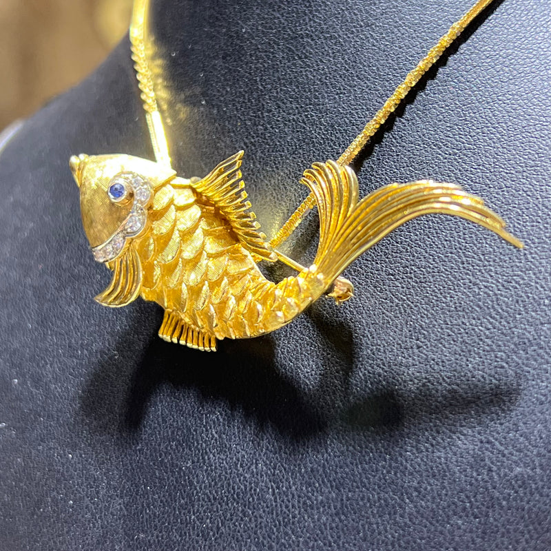 Vintage 18kt Gold Brooche KOI FISH