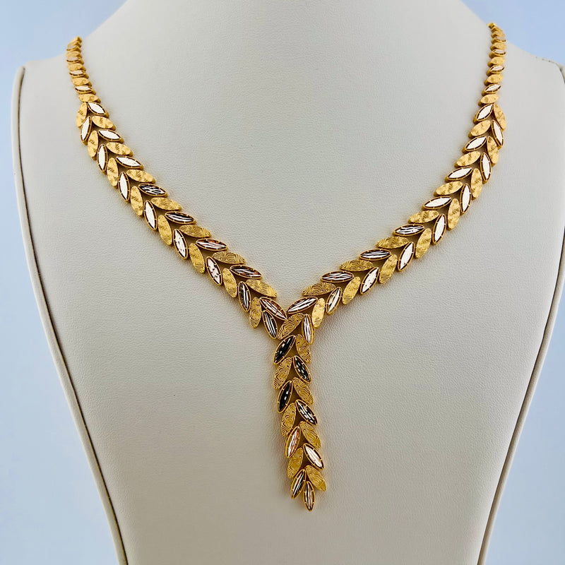 Gold Leaf Necklace Set