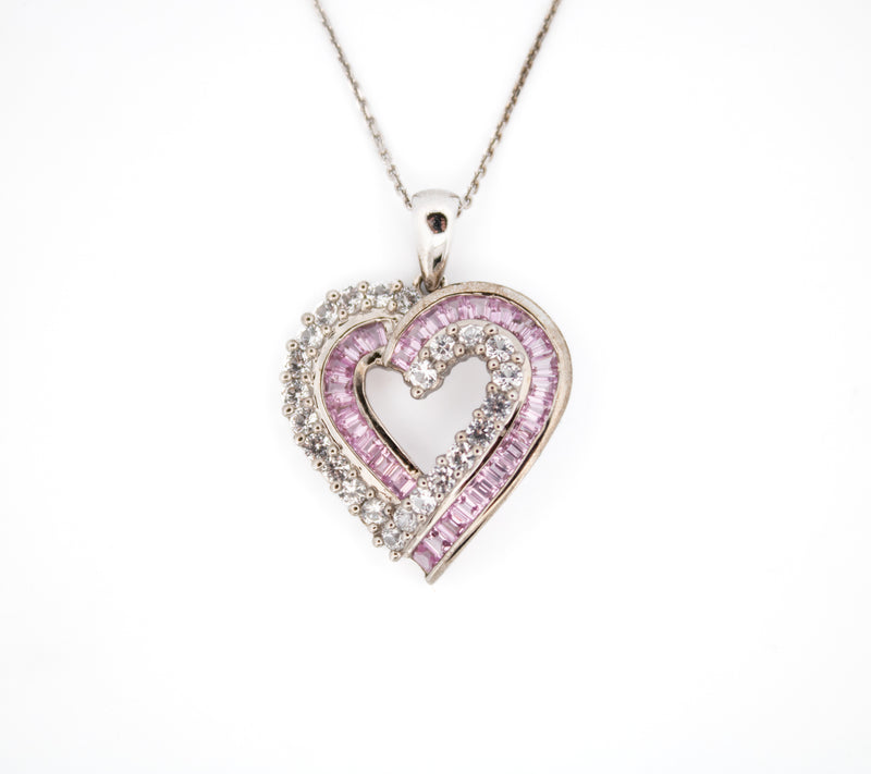 White and Pink Sapphire Necklace