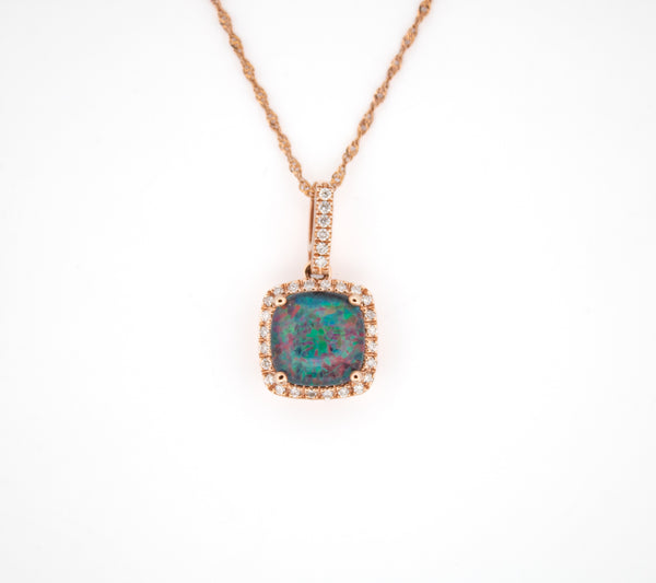 Black Opal and Diamond Necklace