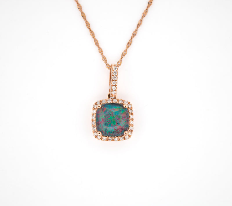 Black Opal and Diamond Necklace