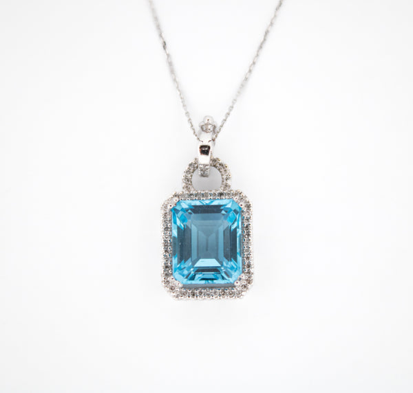 Blue Topaz with Diamond Necklace