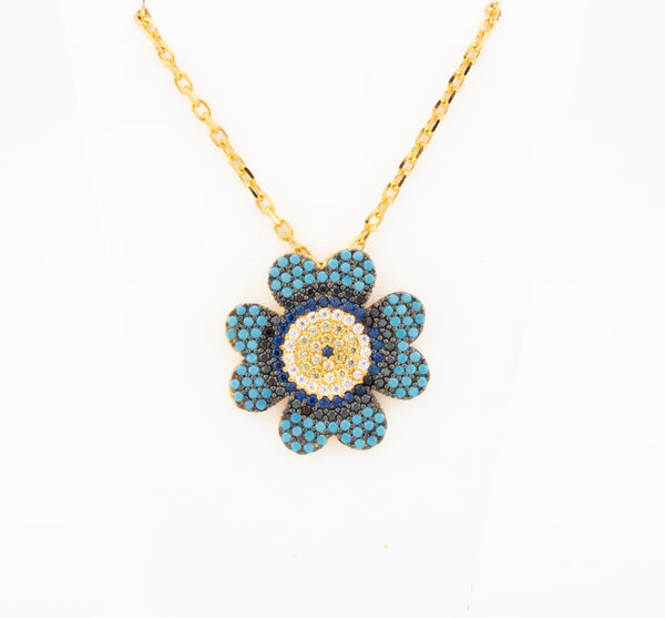 21k Dubai Gold Necklace with Turquoise Stones