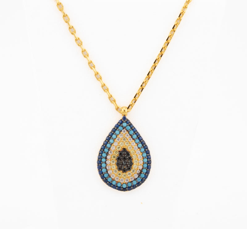 21k Dubai Gold Necklace with Turquoise Stones