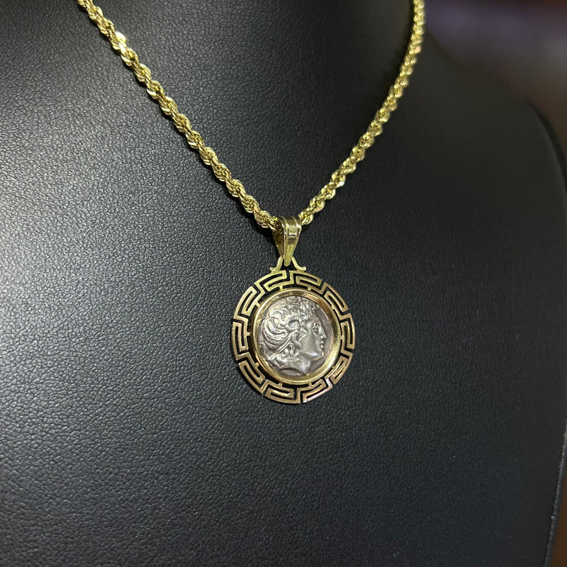 ALEXANDER THE GREAT 14KT GOLD COIN PENDANT