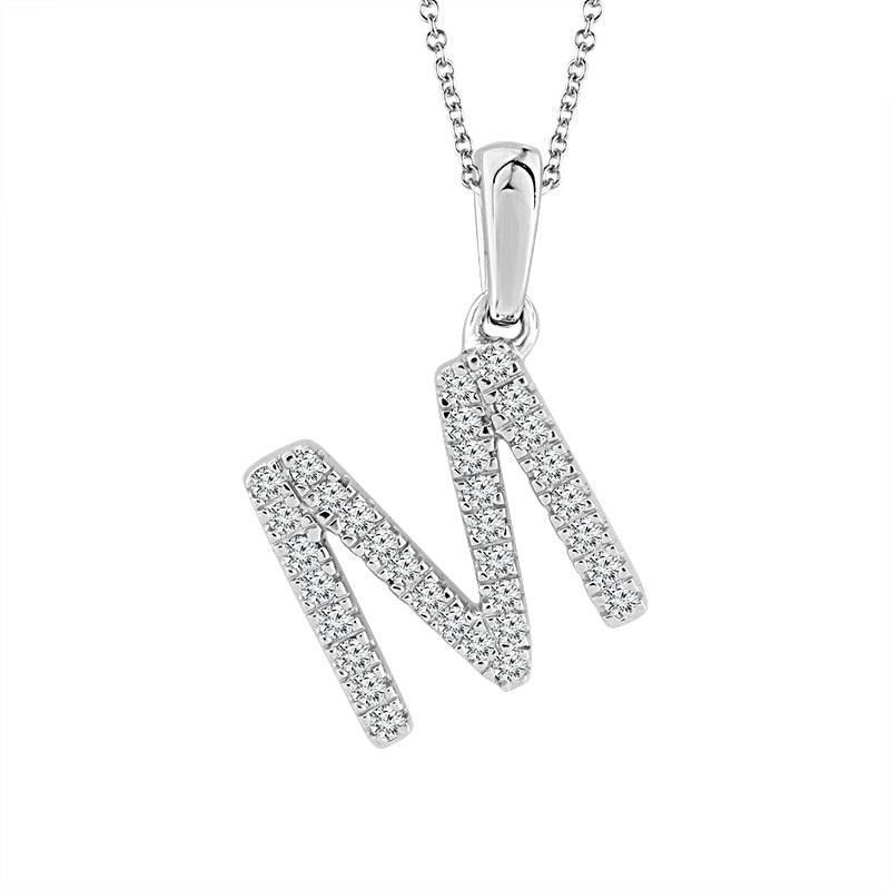 Diamond "M" Initial Pendant