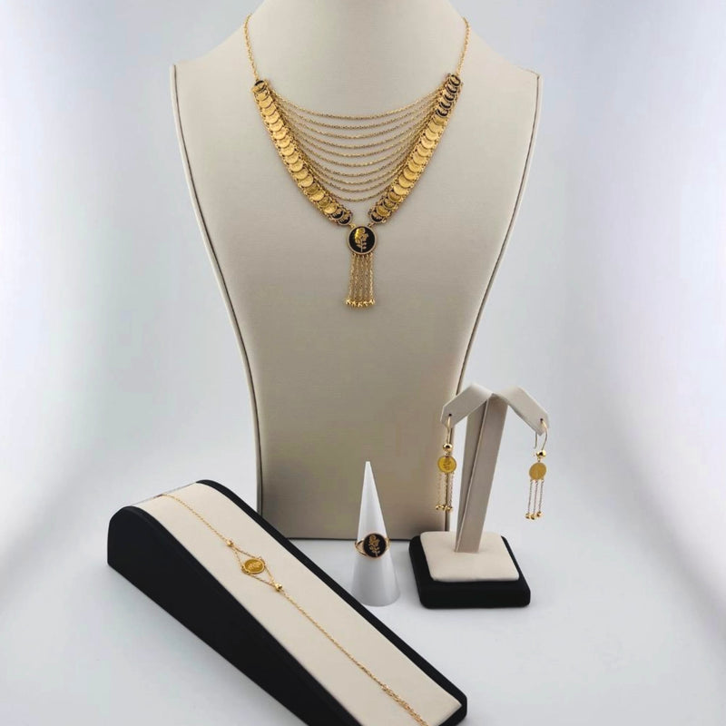 Gold Rose Necklace Set