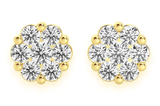 Flower Stud Diamond Earrings 14k Solid Gold