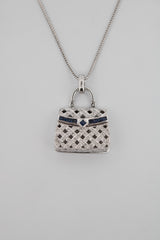 Sapphire & Diamond 14k White Gold Purse Necklace